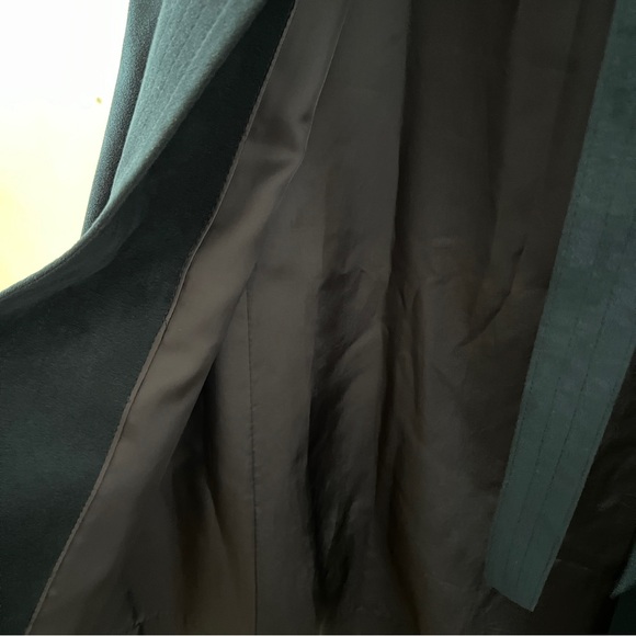 Vintage Hong Kong dark teal blue microsuede long wrap coat trench coat Medium - Picture 14 of 15